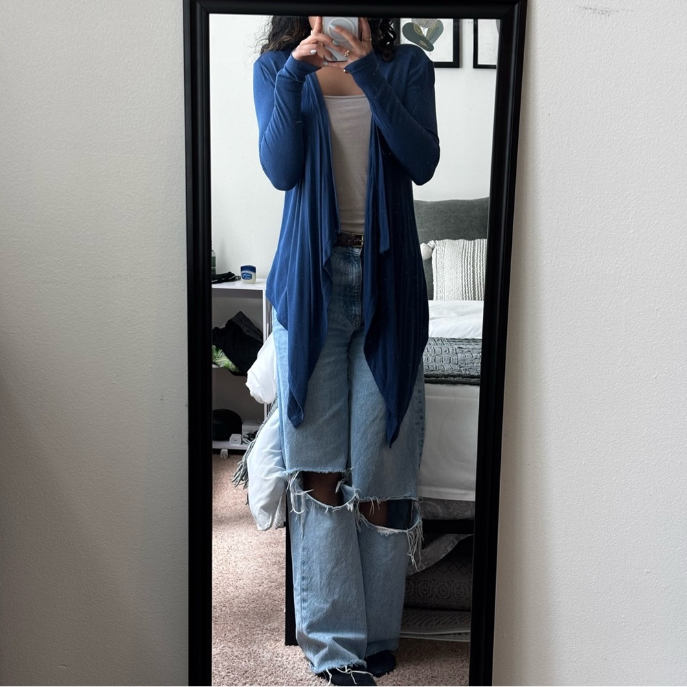 SO Ribbed Blue Cardigan